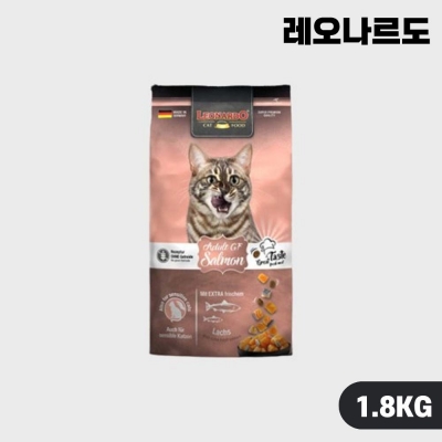 [안심사료] 레오나르도 캣 고양이 사료 그레인프리 어덜트 연어 1.8kg