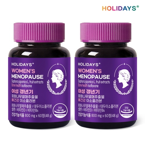 [홀리데이즈] 여성 갱년기 회화나무열매추출물 뼈건강 이소플라본 800mgx60정x2병  